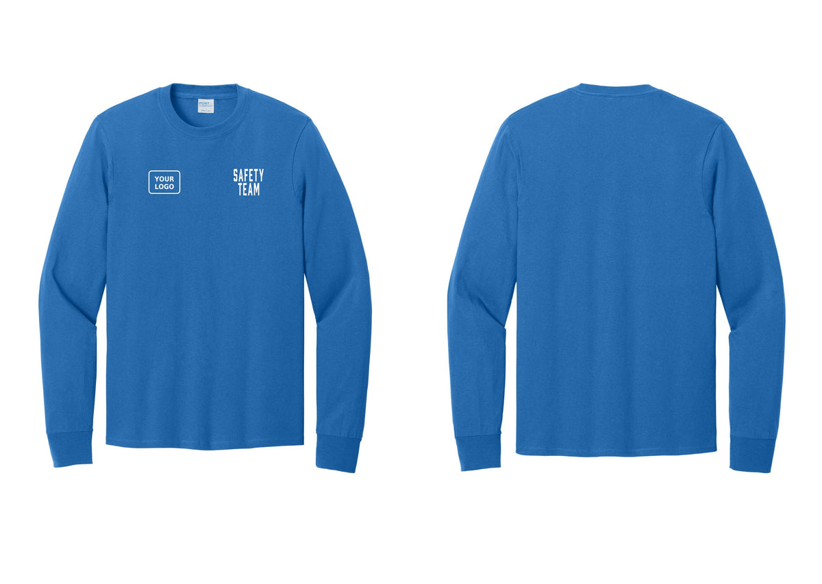 NYC Factory Custom Logo Safety Team Cotton Long Sleeve T-Shirt (Classic) - SAFETY TEAM + Your Logo - Royal
