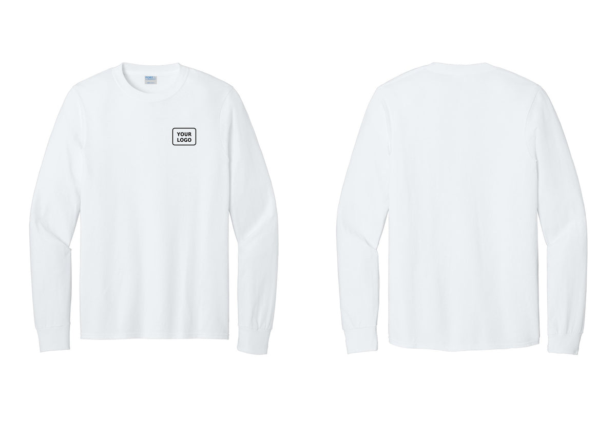 NYC Factory Custom Logo Safety Team Cotton Long Sleeve T-Shirt (Classic) - Your Logo Only - White
