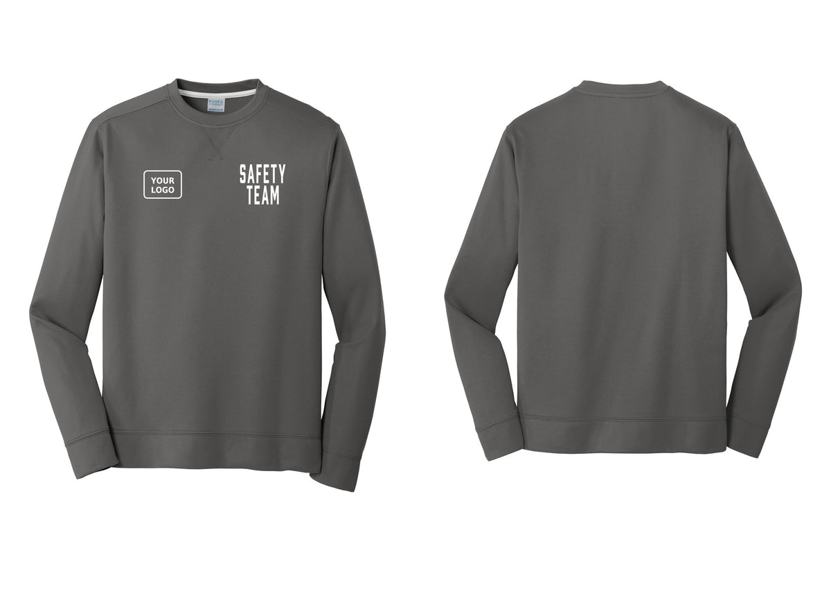 NYC Factory Custom Logo Safety Team Performance Fleece Crewneck Sweatshirt (Classic) - SAFETY TEAM + Your Logo - Charcoal