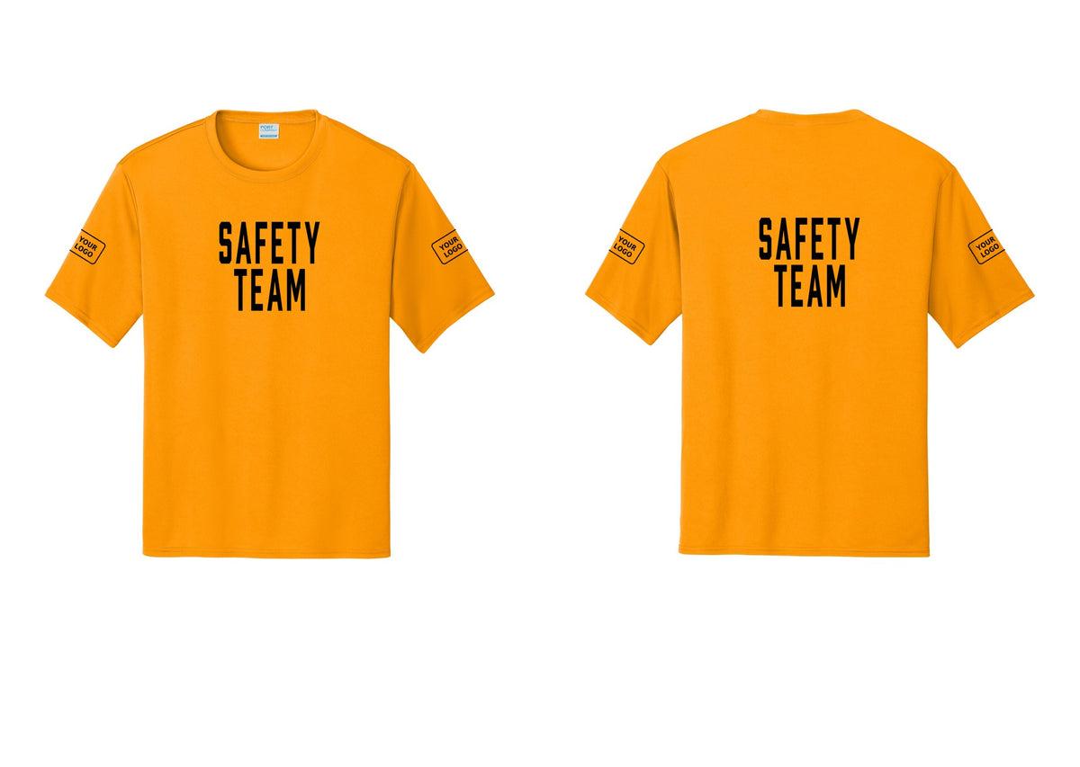 NYC Factory Custom Logo Safety Team Performance T-Shirt (Classic) - Front + Back + Your Logo Sleeves - Gold