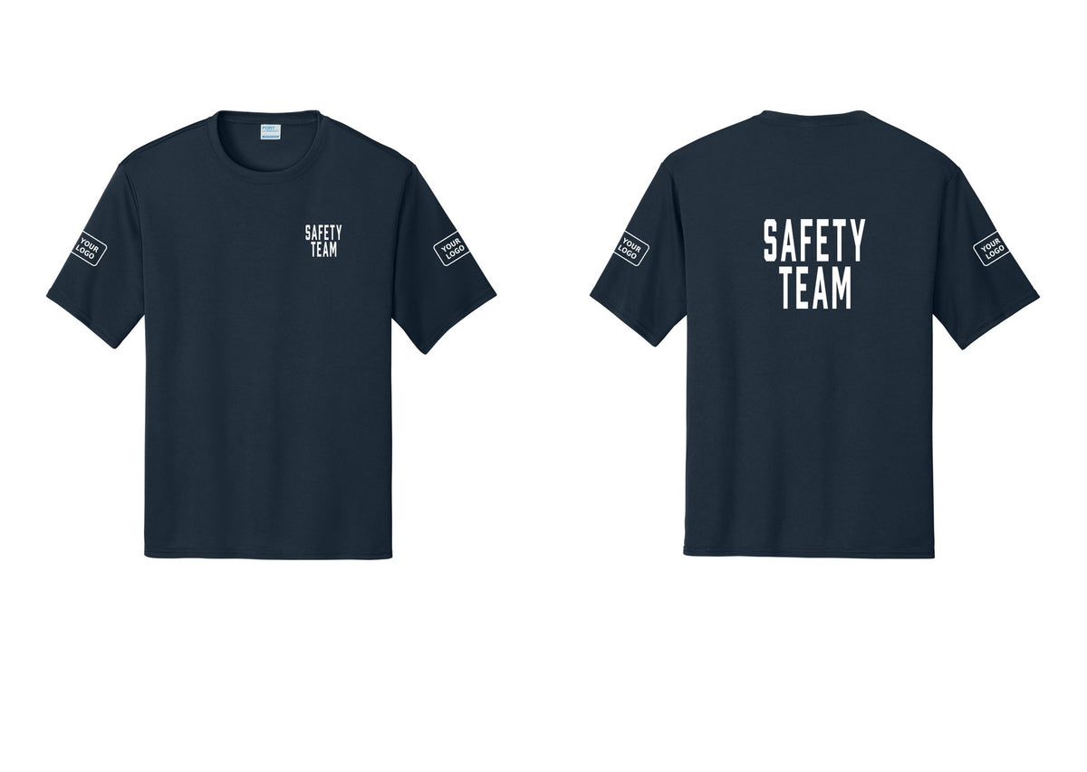 NYC Factory Custom Logo Safety Team Performance T-Shirt (Classic) - Chest + Back + Your Logo Sleeves - Navy
