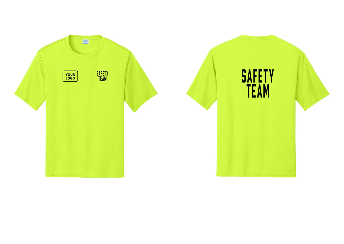 NYC Factory Custom Logo Safety Team Performance T-Shirt (Classic) - SAFETY TEAM + Your Logo + Back - Neon Yellow