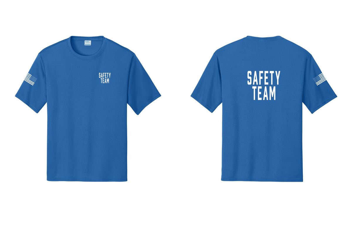 NYC Factory Safety Team Performance T-Shirt (Classic) - Chest + Back + US Flag Sleeve - Royal