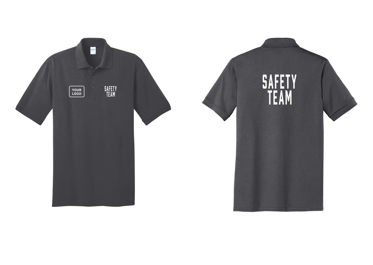 NYC Factory Custom Logo Safety Team Polo Shirt (Classic) - SAFETY TEAM + Your Logo + Back - Charcoal