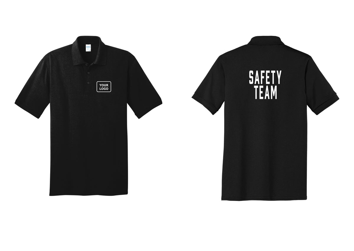 NYC Factory Custom Logo Safety Team Polo Shirt (Classic) - Your Logo + Back - Black