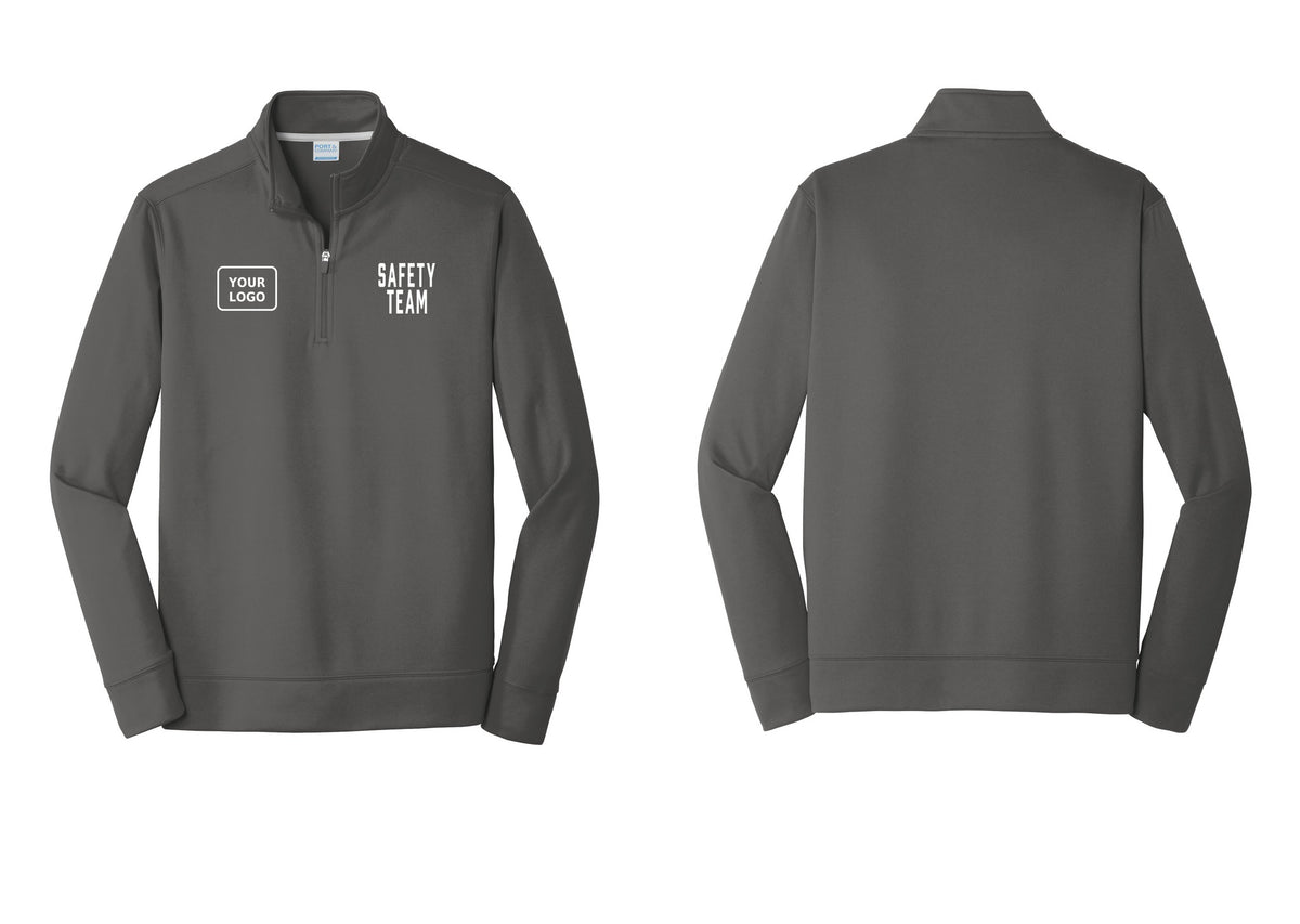 NYC Factory Custom Logo Safety Team Performance Fleece 1/4-Zip Pullover Sweatshirt (Classic) - SAFETY TEAM + Your Logo - Charcoal