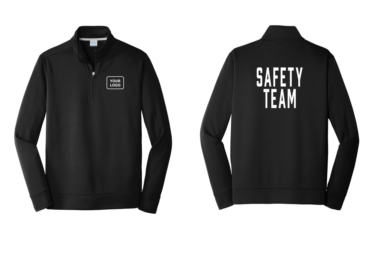 NYC Factory Custom Logo Safety Team Performance Fleece 1/4-Zip Pullover Sweatshirt (Classic) - Your Logo + Back - Black