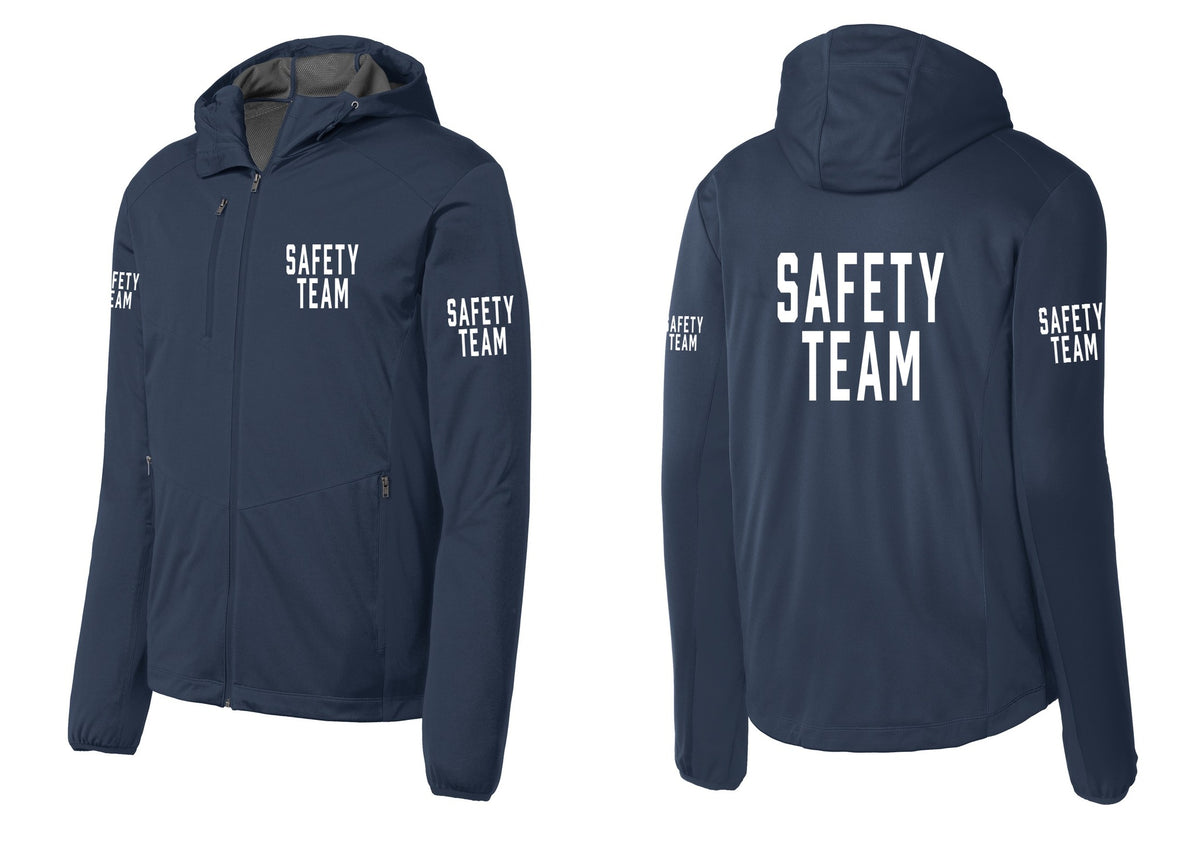 NYC Factory Safety Team Soft Shell Hooded Jacket (Classic) - Chest + Back + Safety Team Sleeves - Dress Blue Navy