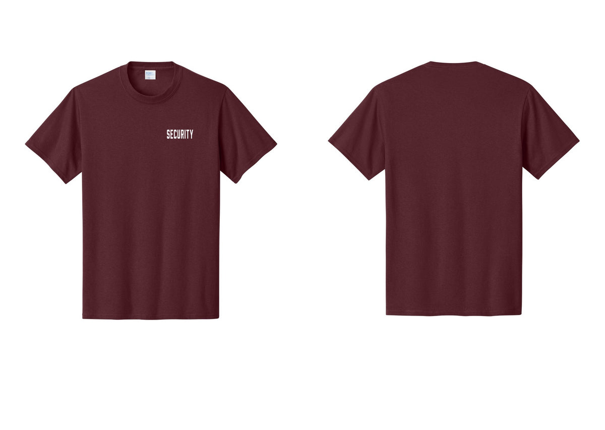 NYC Factory Security T-Shirt, Condensed Lettering - Chest Only - Athletic Maroon