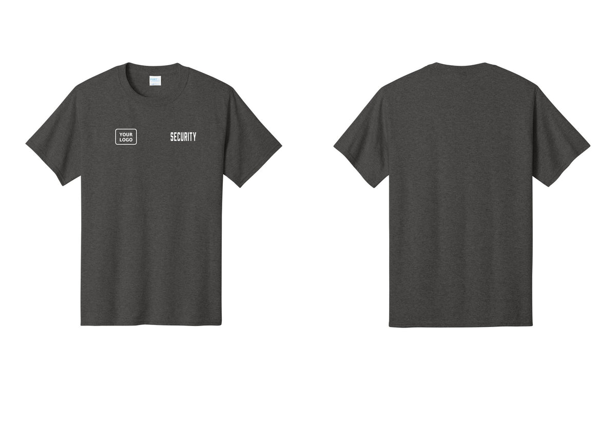 NYC Factory Unisex Security Custom Logo Black T-Shirt - SECURITY + Your Logo - Dark Heather Grey