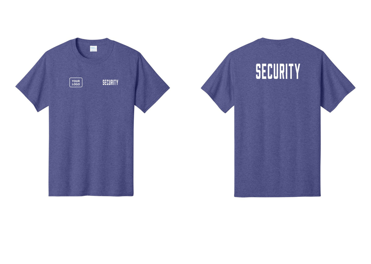 NYC Factory Unisex Security Custom Logo Black T-Shirt - SECURITY + Your Logo + Back - Heather Purple