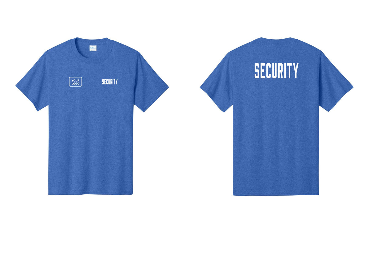 NYC Factory Unisex Security Custom Logo Black T-Shirt - SECURITY + Your Logo + Back - Heather Royal