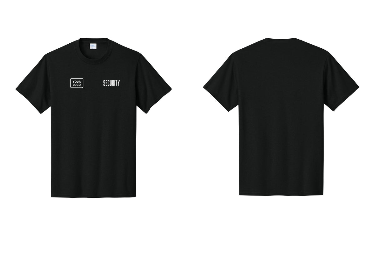 NYC Factory Custom Logo Security T-Shirt, Condensed Lettering - SECURITY + Your Logo - Black