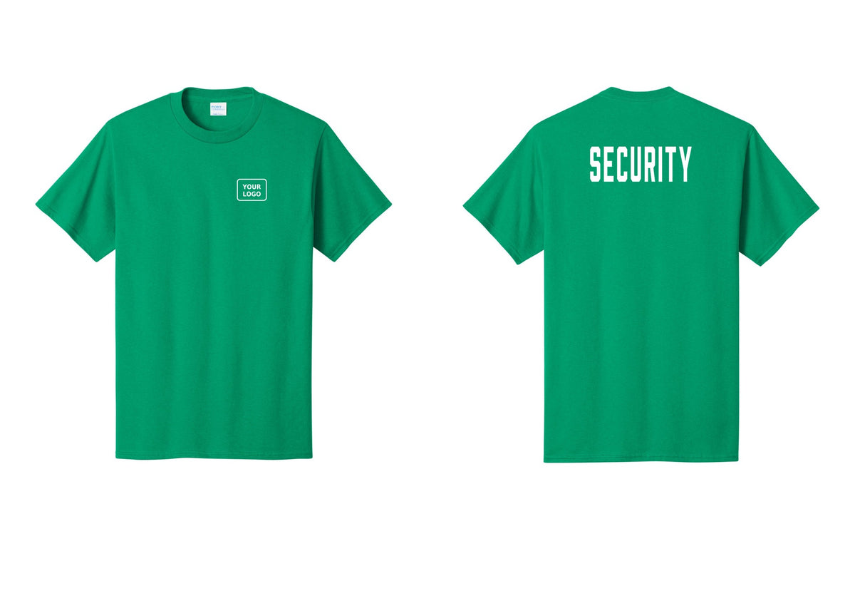 NYC Factory Unisex Security Custom Logo Black T-Shirt - Your Logo + Back - Kelly