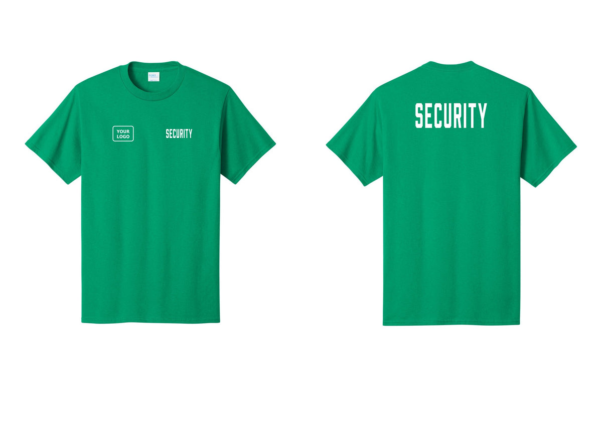 NYC Factory Custom Logo Security T-Shirt, Condensed Lettering - SECURITY + Your Logo + Back - Kelly