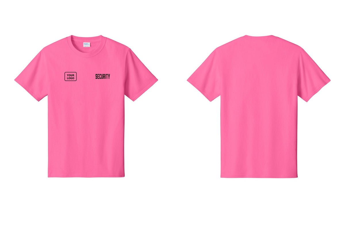 NYC Factory Unisex Security Custom Logo Black T-Shirt - SECURITY + Your Logo - Neon Pink