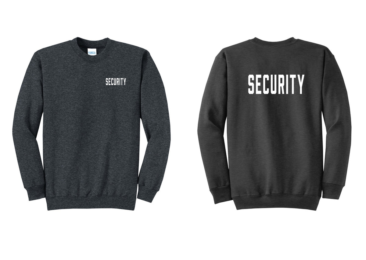 NYC Factory Security Cotton Fleece Crewneck Sweatshirt (Classic) - Chest + Back - Dark Heather Grey