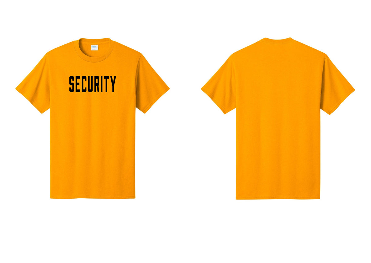 NYC Factory Unisex Security Black T-Shirt - Front Only - Gold