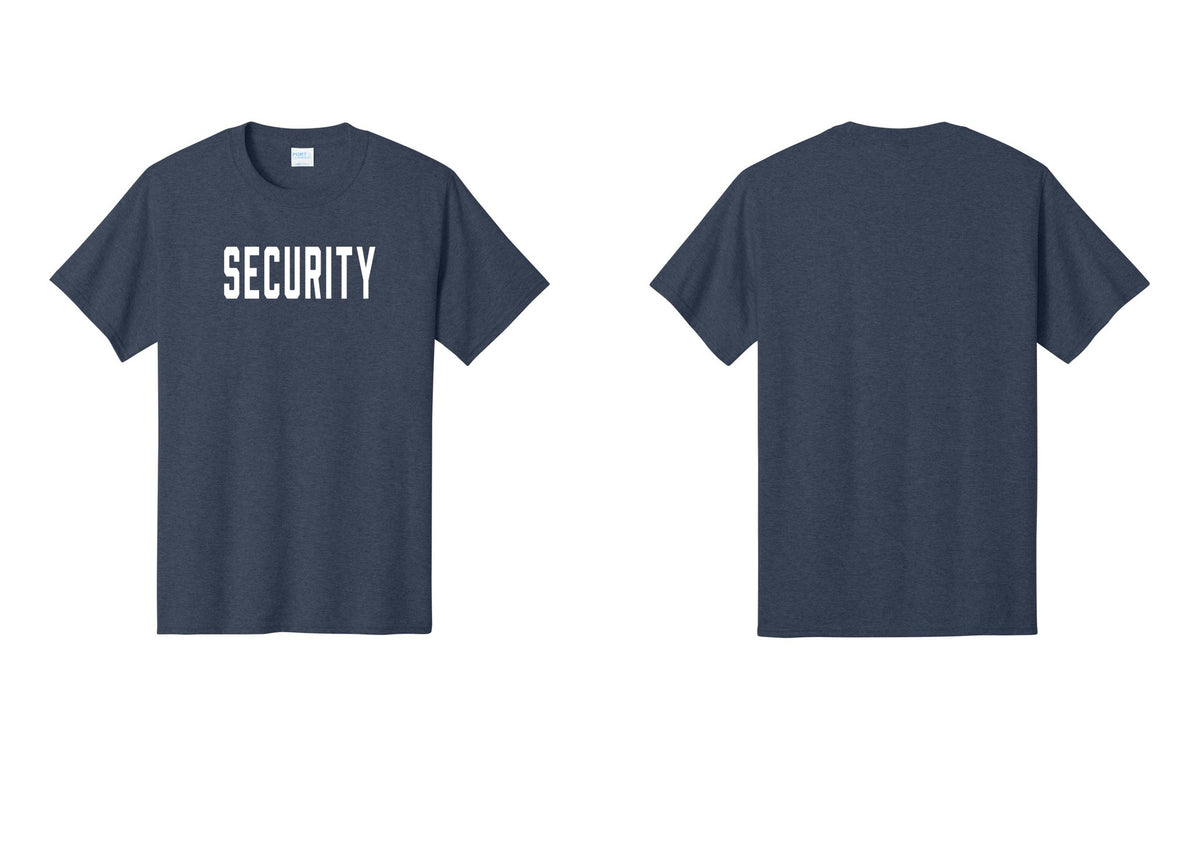 NYC Factory Unisex Security Black T-Shirt - Front Only - Heather Navy