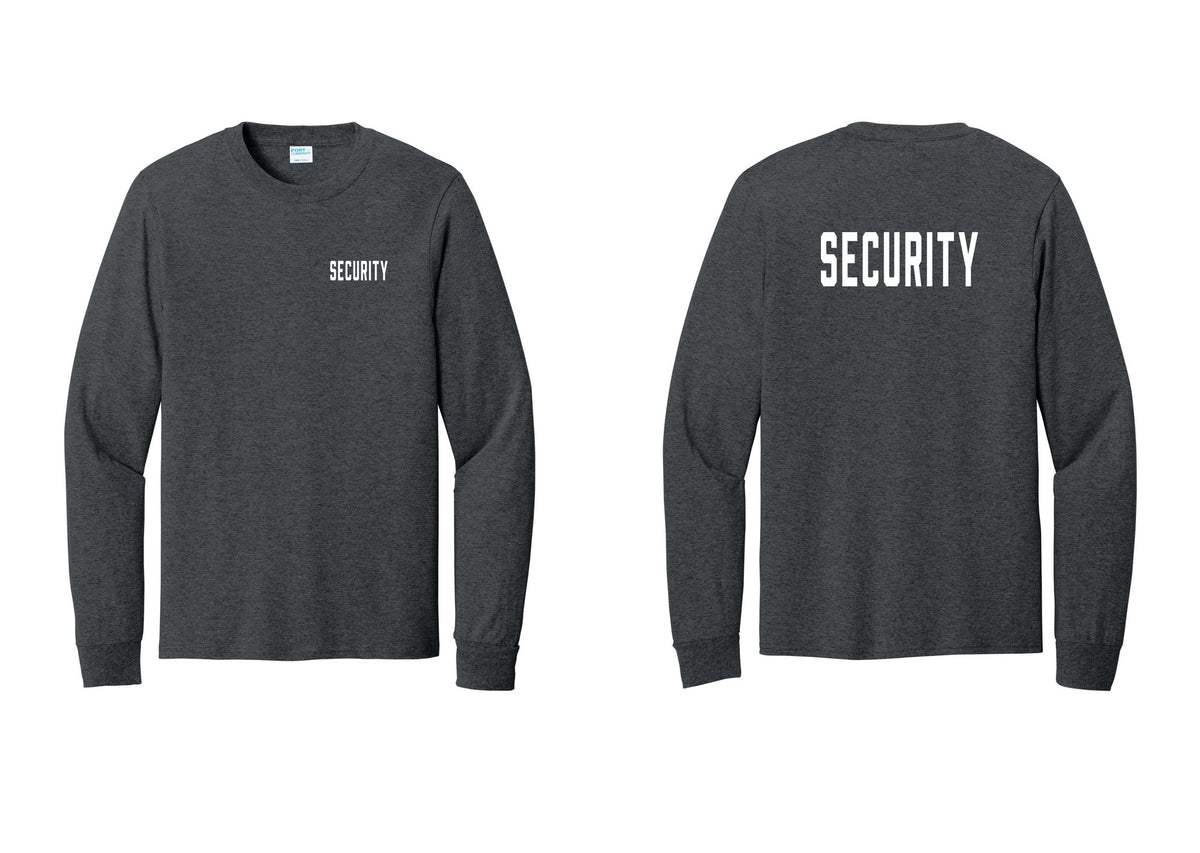 NYC Factory Security Cotton Long Sleeve T-Shirt (Classic) - Chest + Back - Dark Heather Grey
