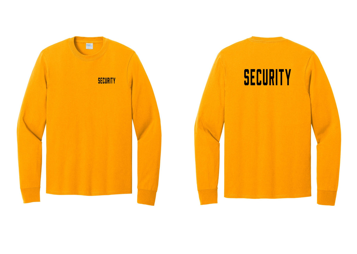 NYC Factory Security Cotton Long Sleeve T-Shirt (Classic) - Chest + Back - Gold