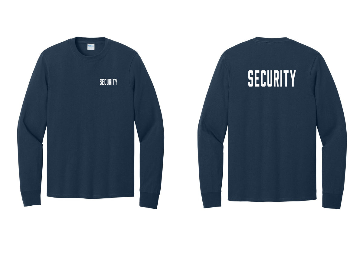 NYC Factory Security Cotton Long Sleeve T-Shirt (Classic) - Chest + Back - Navy