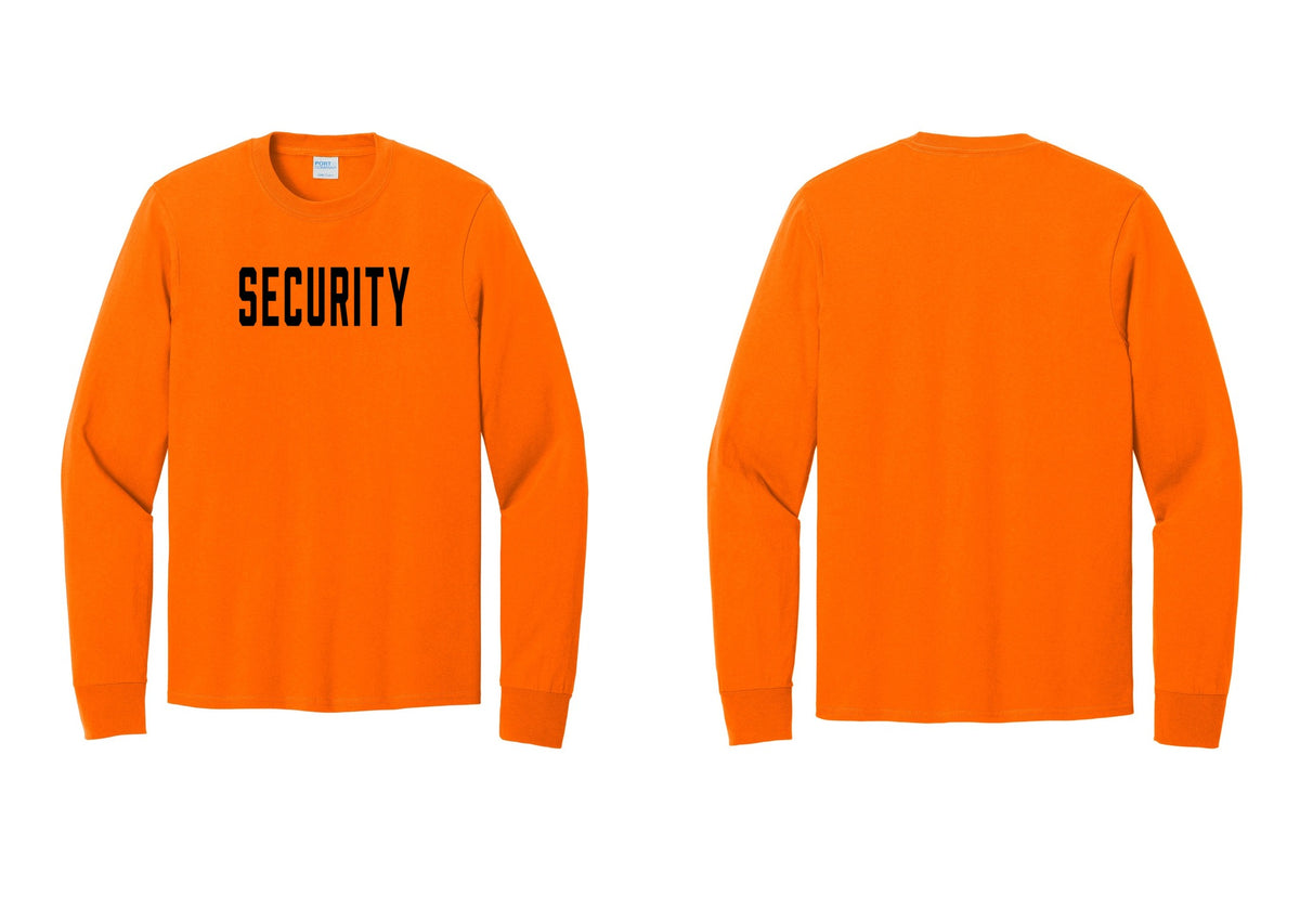 NYC Factory Security Cotton Long Sleeve T-Shirt (Classic) - Front Only - Safety Orange