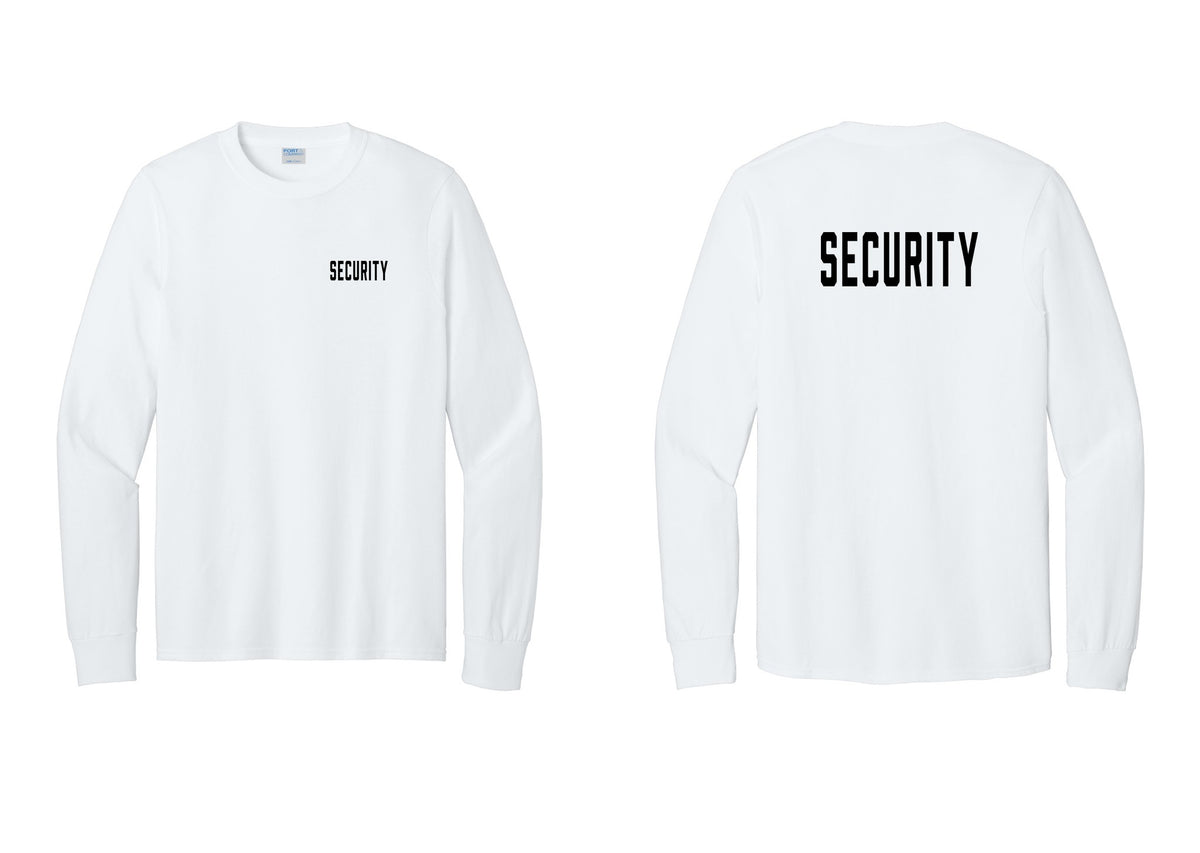 NYC Factory Security Cotton Long Sleeve T-Shirt (Classic) - Chest + Back - White