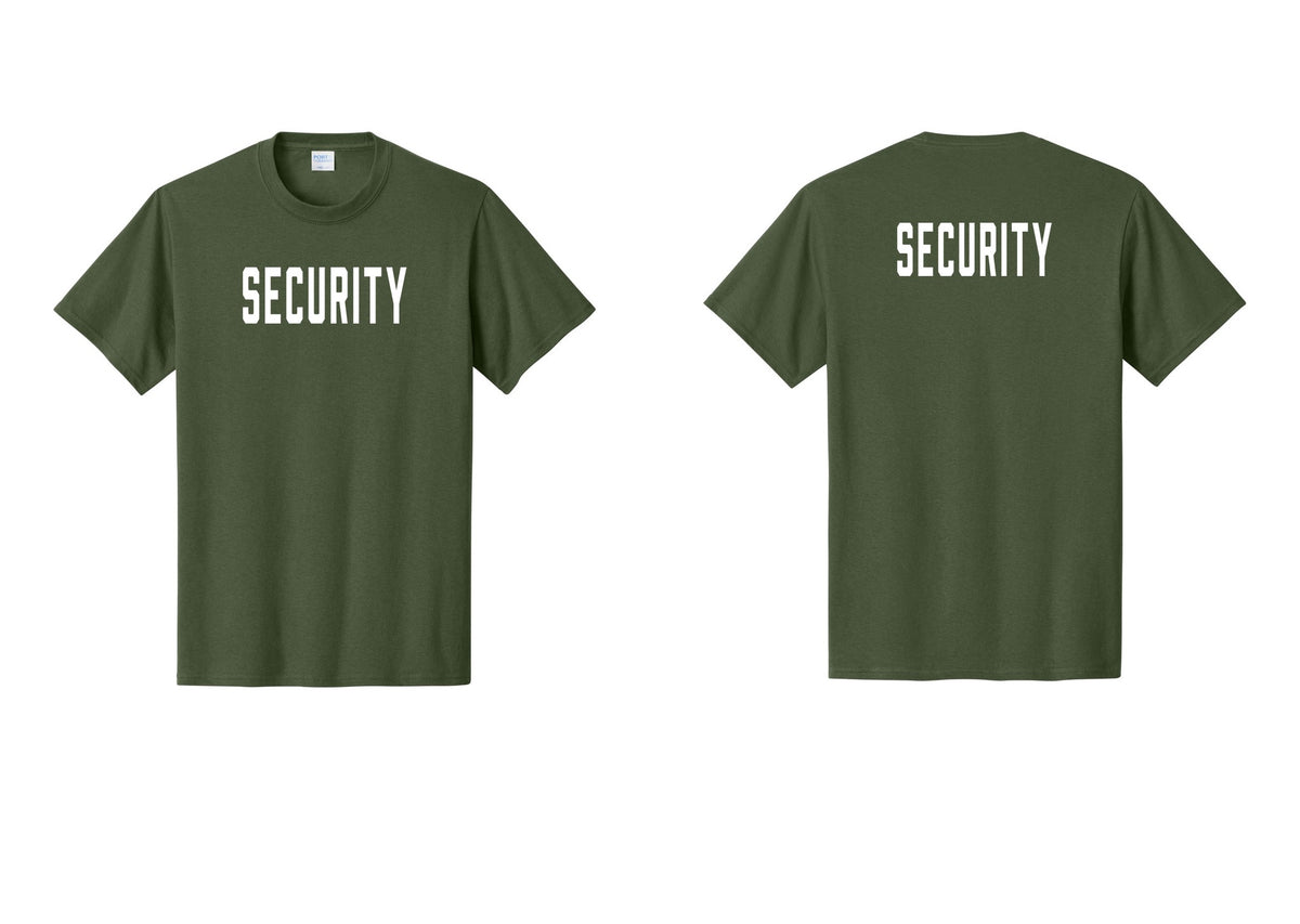 NYC Factory Unisex Security Black T-Shirt - Front + Back - Olive