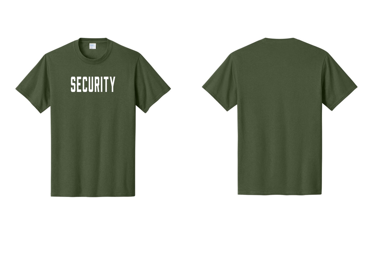 NYC Factory Security T-Shirt, Condensed Lettering - Front Only - Olive