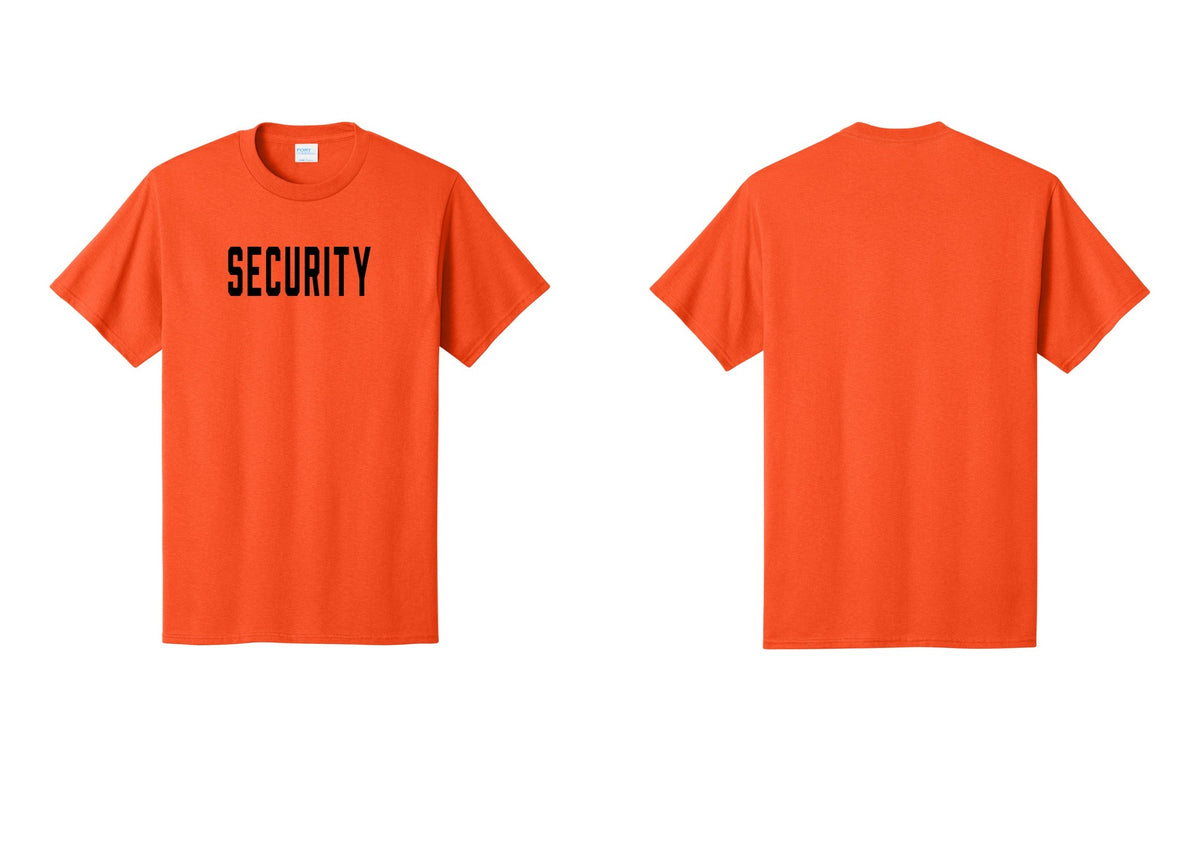 NYC Factory Security T-Shirt, Condensed Lettering - Front Only - Orange