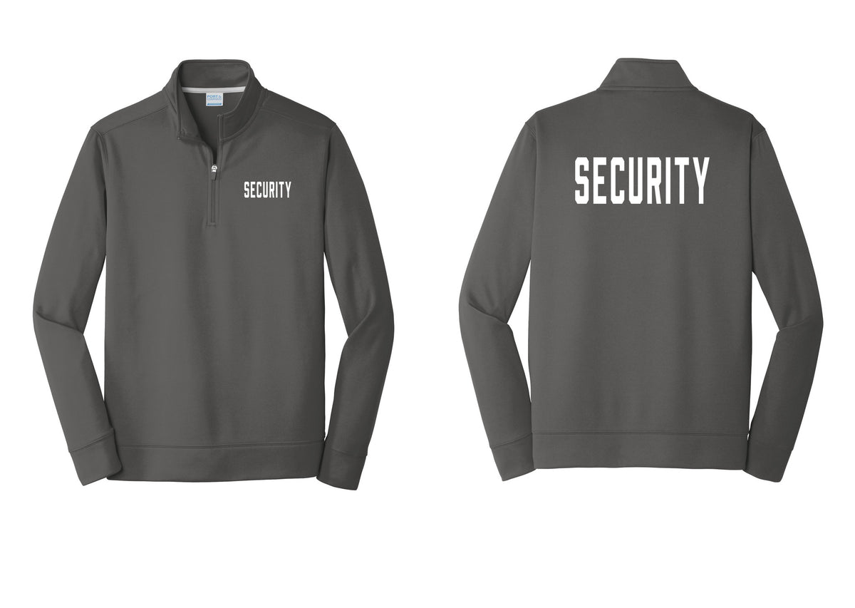 NYC Factory Security Performance Fleece 1/4-Zip Pullover Sweatshirt (Classic) - Chest + Back - Charcoal
