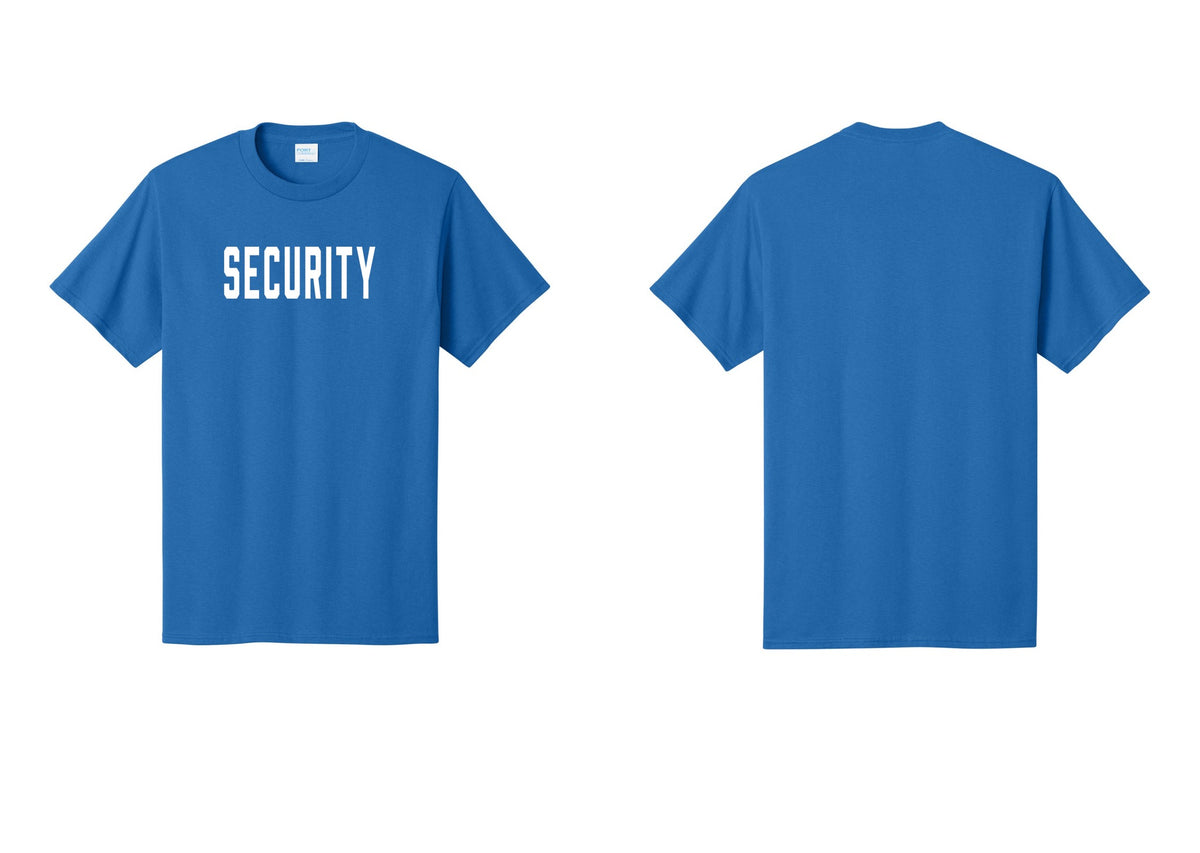 NYC Factory Unisex Security Black T-Shirt - Front Only - Royal