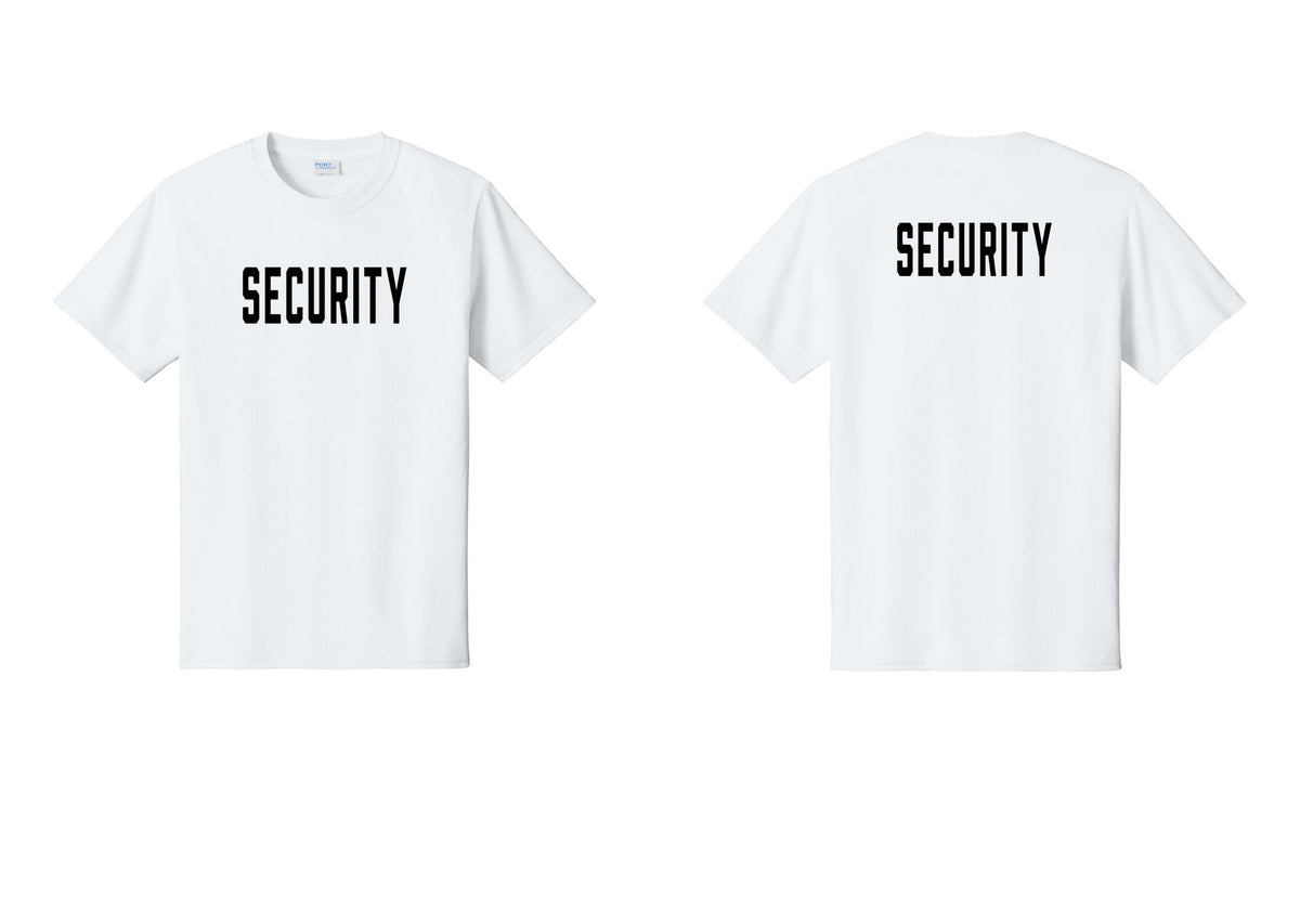 NYC Factory Unisex Security Black T-Shirt - Front + Back - White