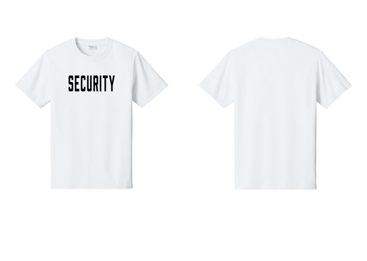 NYC Factory Unisex Security Black T-Shirt - Front Only - White