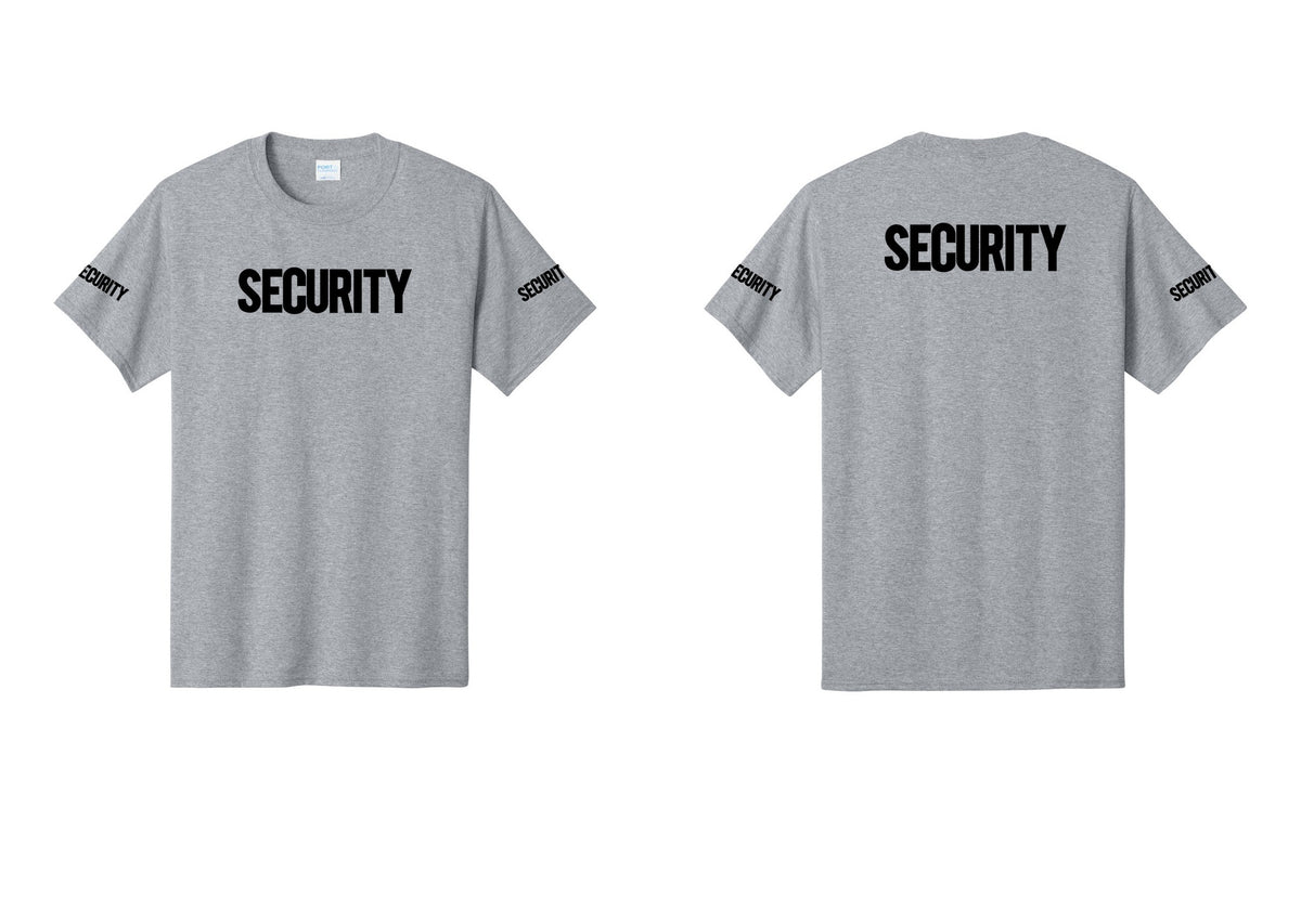 NYC Factory Men's Security Cotton T-Shirt - Front + Back + Security Sleeves - Athletic Heather