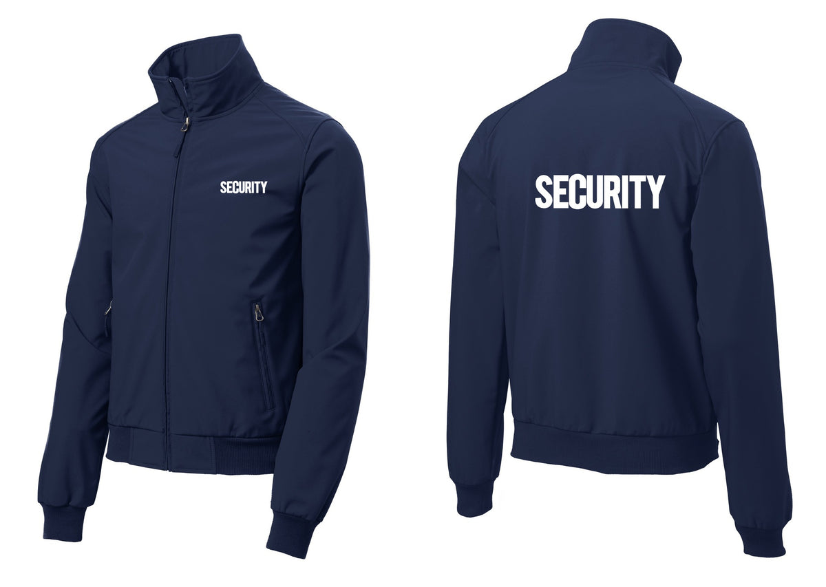 NYC Factory Security Soft Shell Bomber Jacket (Bold) - Chest + Back - Dress Blue Navy