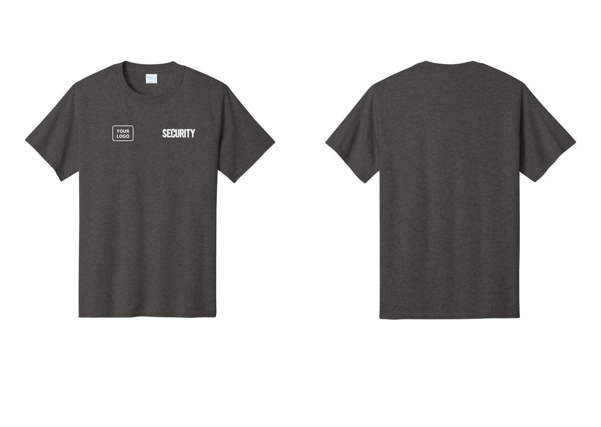 NYC Factory Custom Logo Men's Security Cotton T-Shirt - SECURITY + Your Logo - Dark Heather Grey