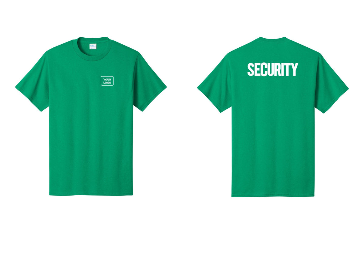 NYC Factory Custom Logo Men's Security Cotton T-Shirt - Your Logo + Back - Kelly