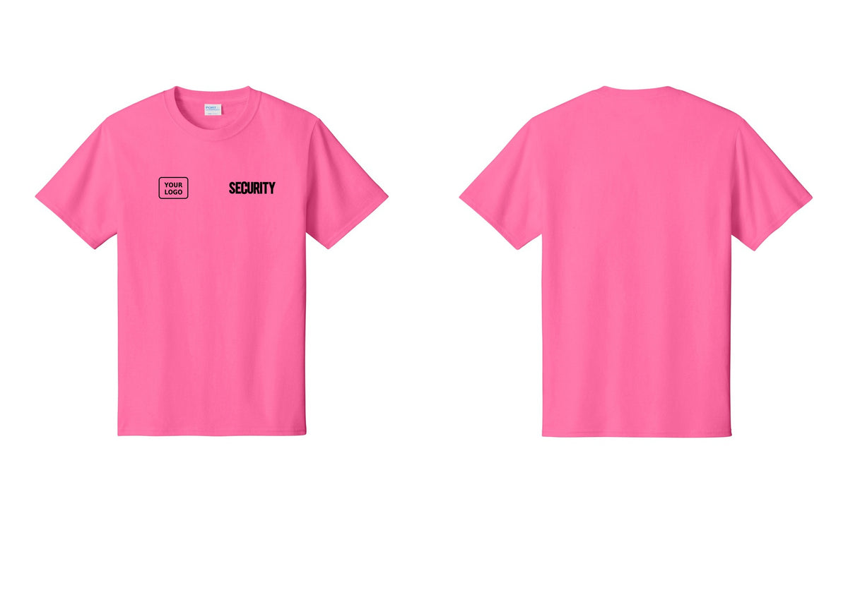 NYC Factory Custom Logo Men's Security Cotton T-Shirt - SECURITY + Your Logo - Neon Pink