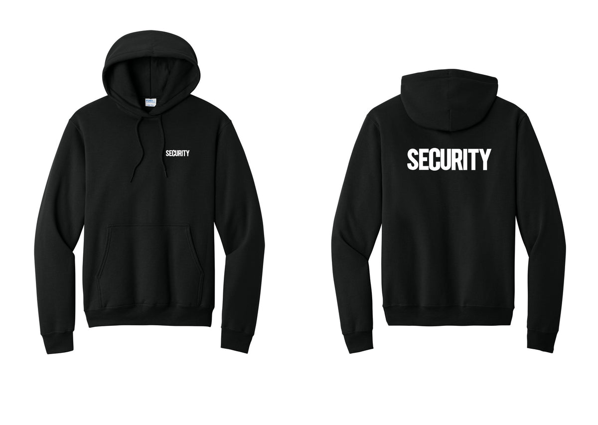 NYC Factory Security Cotton Fleece Pullover Hoodie (Bold) - Chest + Back - Black