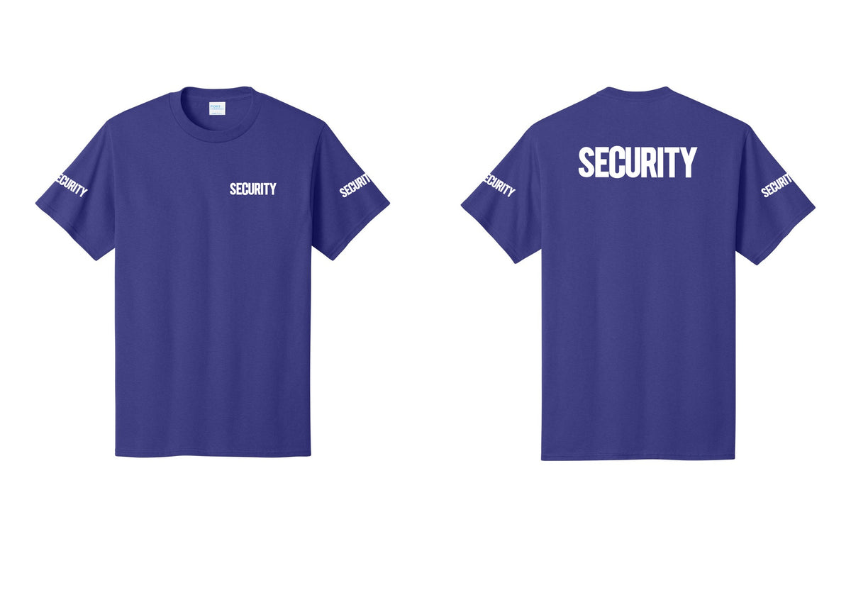 NYC Factory Men's Security Cotton T-Shirt - Chest + Back + Security Sleeves - Purple