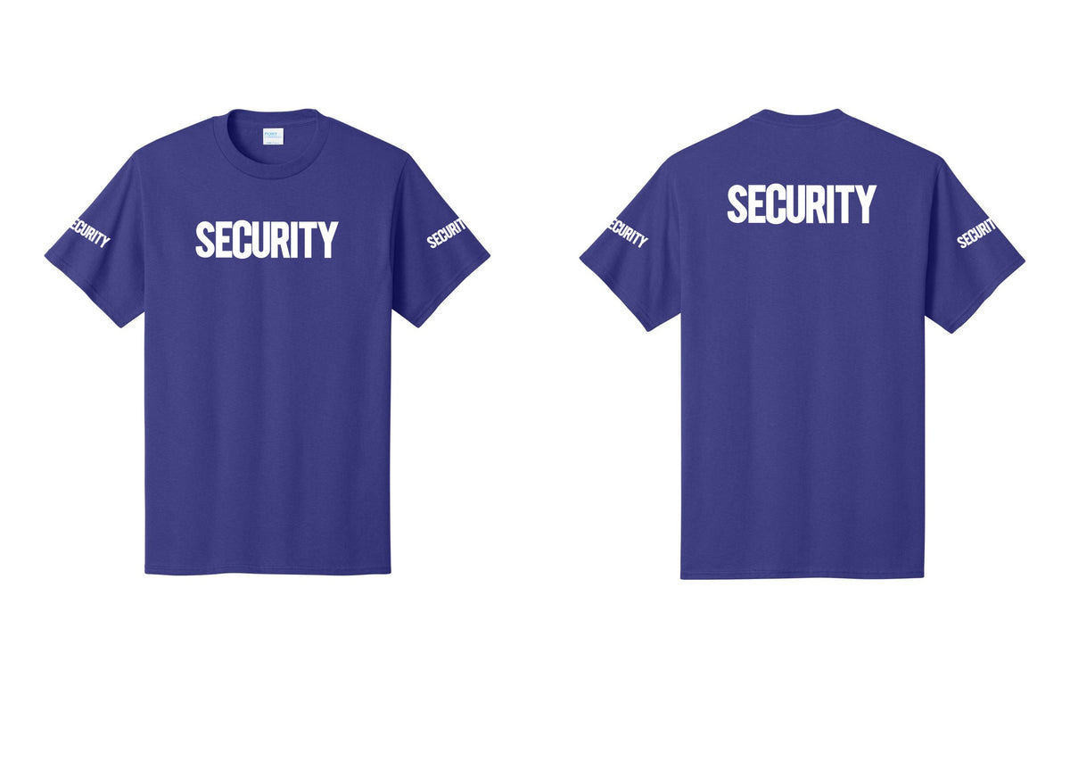 NYC Factory Men's Security Cotton T-Shirt - Front + Back + Security Sleeves - Purple