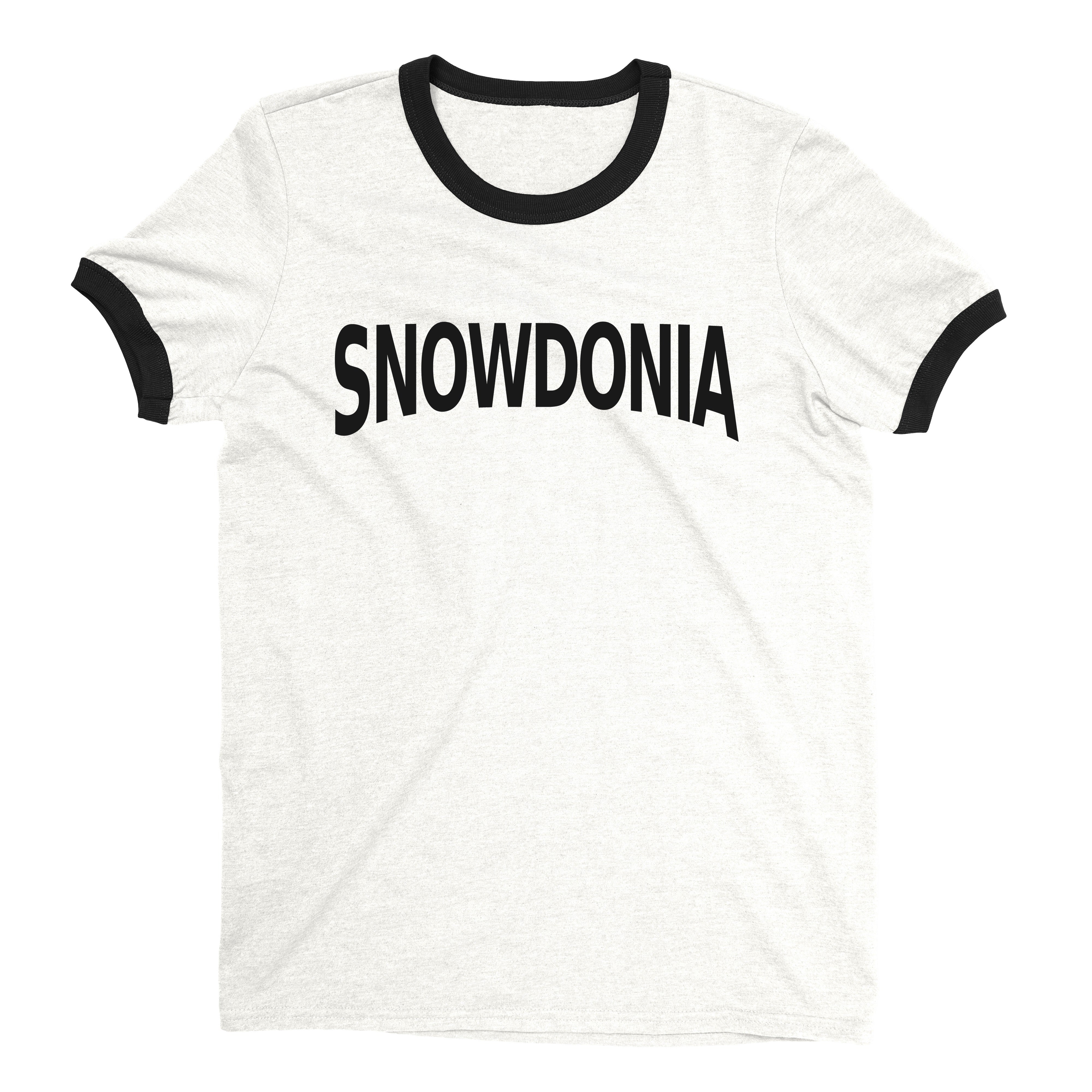 Snowdonia National Park Ringer Tee Retro Style Men's T-Shirt - NYC Factory - White