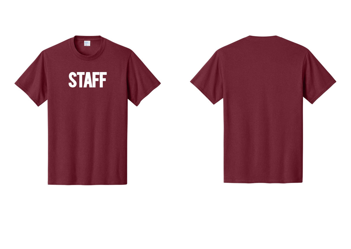 NYC Factory Staff T-Shirt, Bold Lettering - Front Only - Cardinal
