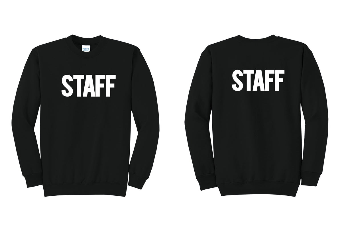 NYC Factory Staff Cotton Fleece Crewneck Sweatshirt (Bold) - Front + Back - Black