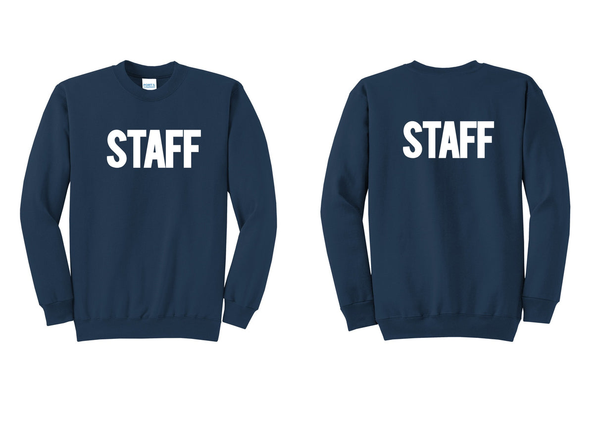 NYC Factory Staff Cotton Fleece Crewneck Sweatshirt (Bold) - Front + Back - Navy
