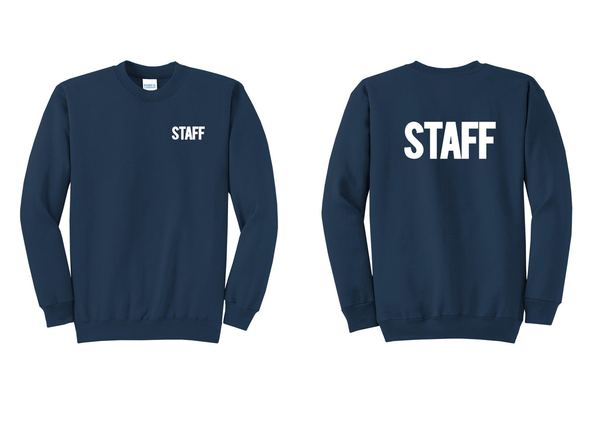 NYC Factory Staff Cotton Fleece Crewneck Sweatshirt (Bold) - Chest + Back - Navy