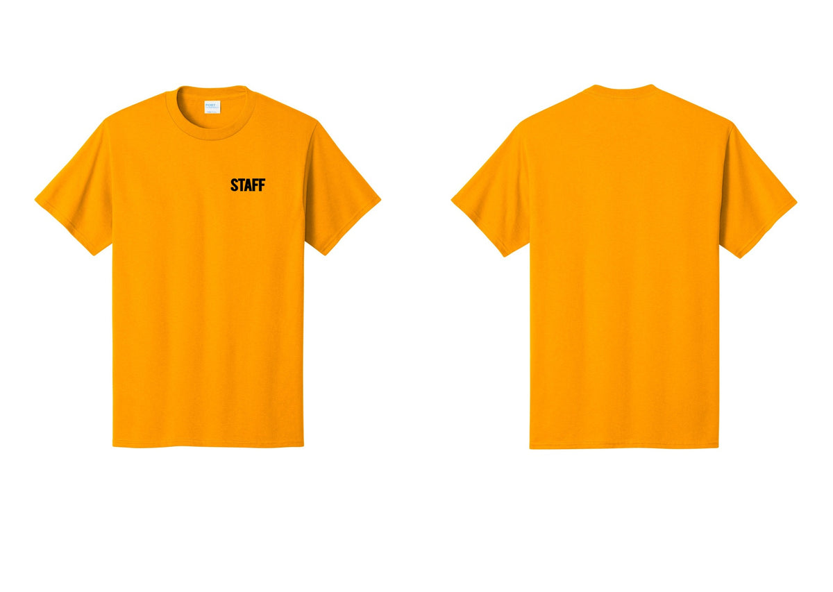 NYC Factory Staff T-Shirt, Bold Lettering - Chest Only - Gold