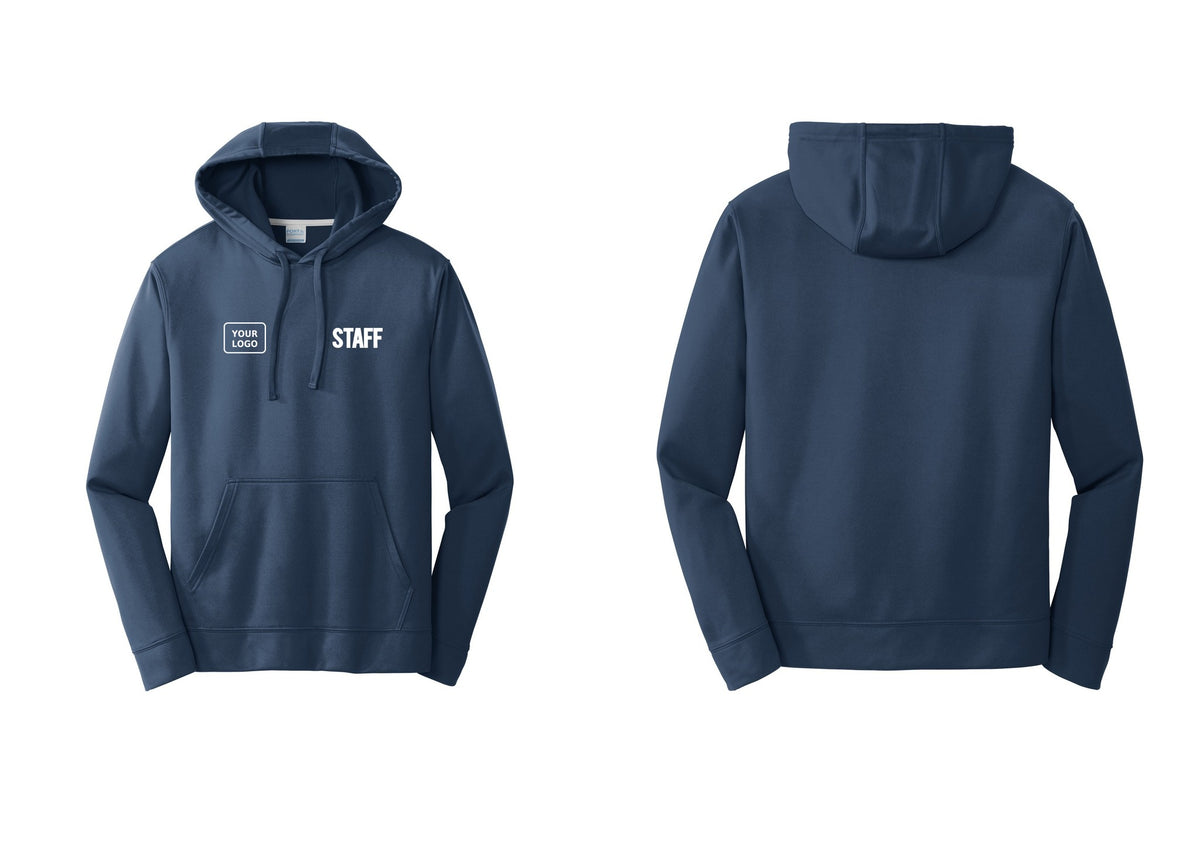 NYC Factory Custom Logo Staff Performance Hooded Fleece Pullover Sweatshirt (Bold) - STAFF + Your Logo - Navy